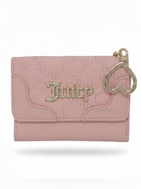 Juicy Couture Pale Pink Embossed Logo Wallet with Rhinestone Badge